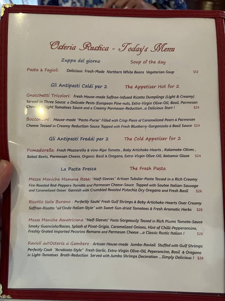 Osteria Rustica Italian Restaurant Menu 2
