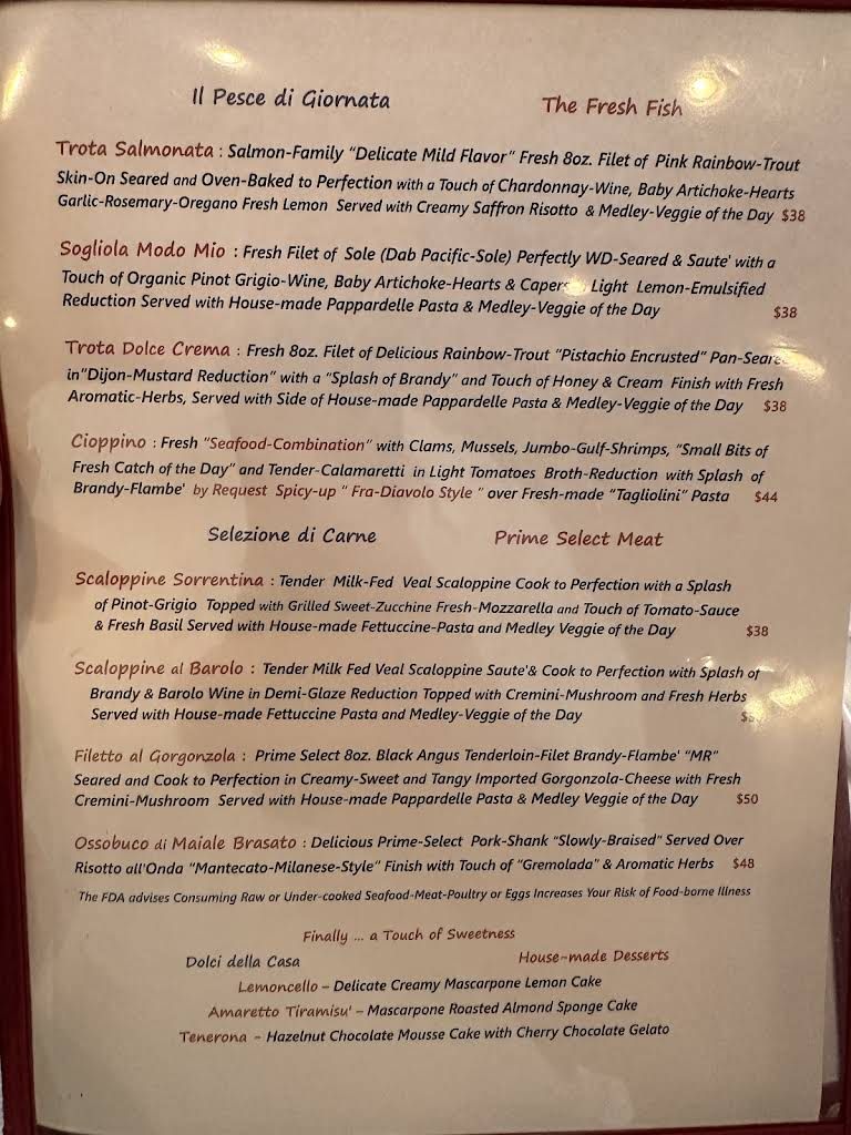 Osteria Rustica Italian Restaurant Menu 3