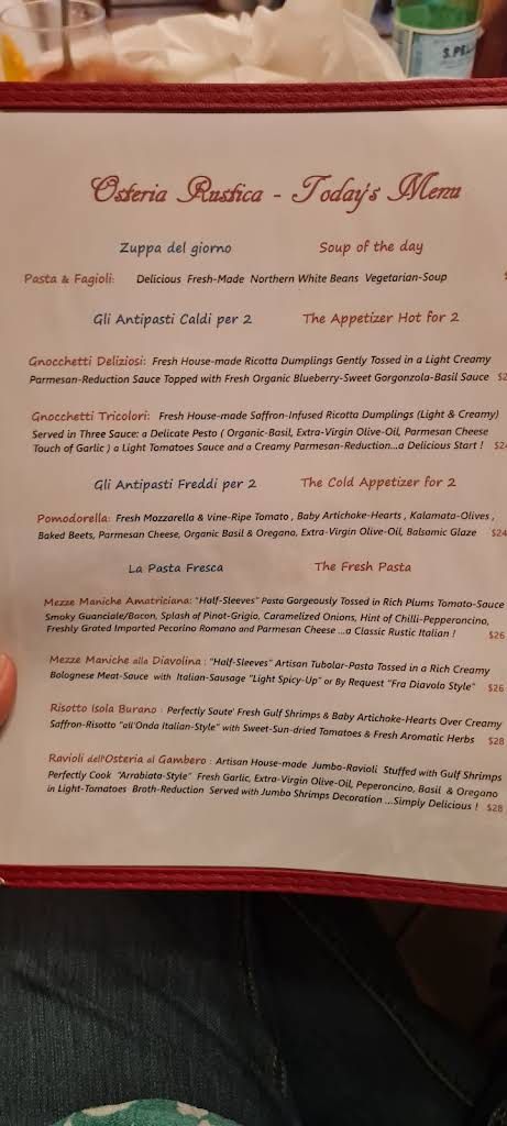 Osteria Rustica Italian Restaurant Menu 5