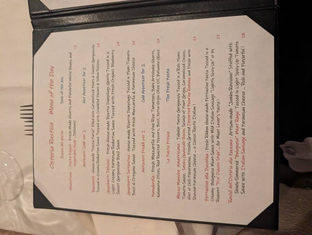 Osteria Rustica Italian Restaurant Menu 6
